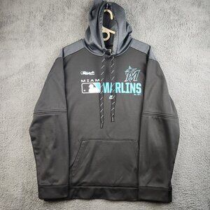 Miami Marlins Majestic Authentic Baseball MLB Sweatshirt Hoodie Black Gray XL